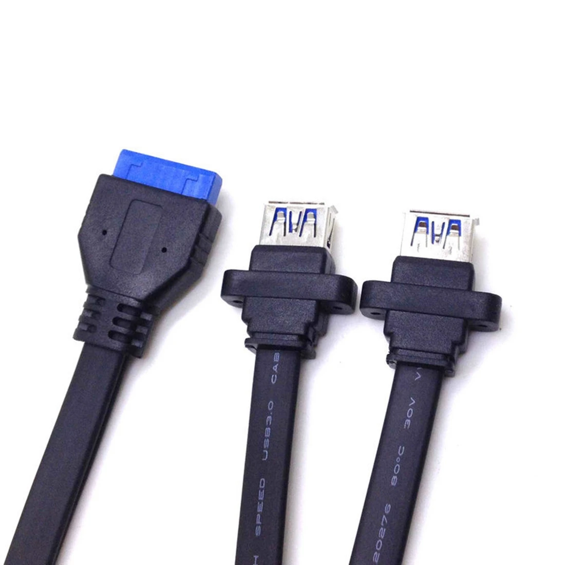 듀얼 2 포트 USB 3.0 전면 패널 익스텐션 케이블, A 타입 암에서 20 핀 박스 헤더 암컷 슬롯 어댑터 케이블, 0.3M