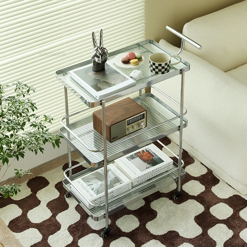 Nordic Iron Hotel Trolley Home Mobile Trolley Living Room Shelf Restaurant Wine Delivery Cart Commercial Bar Cart with Wheels