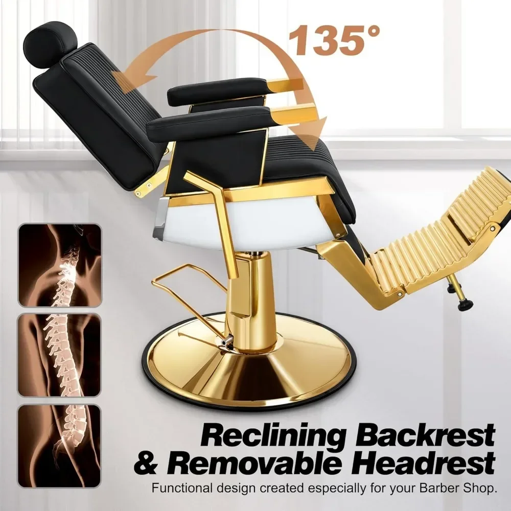 Reclining Salon Chair with Adjustable Backrest & Lumbar Support 4