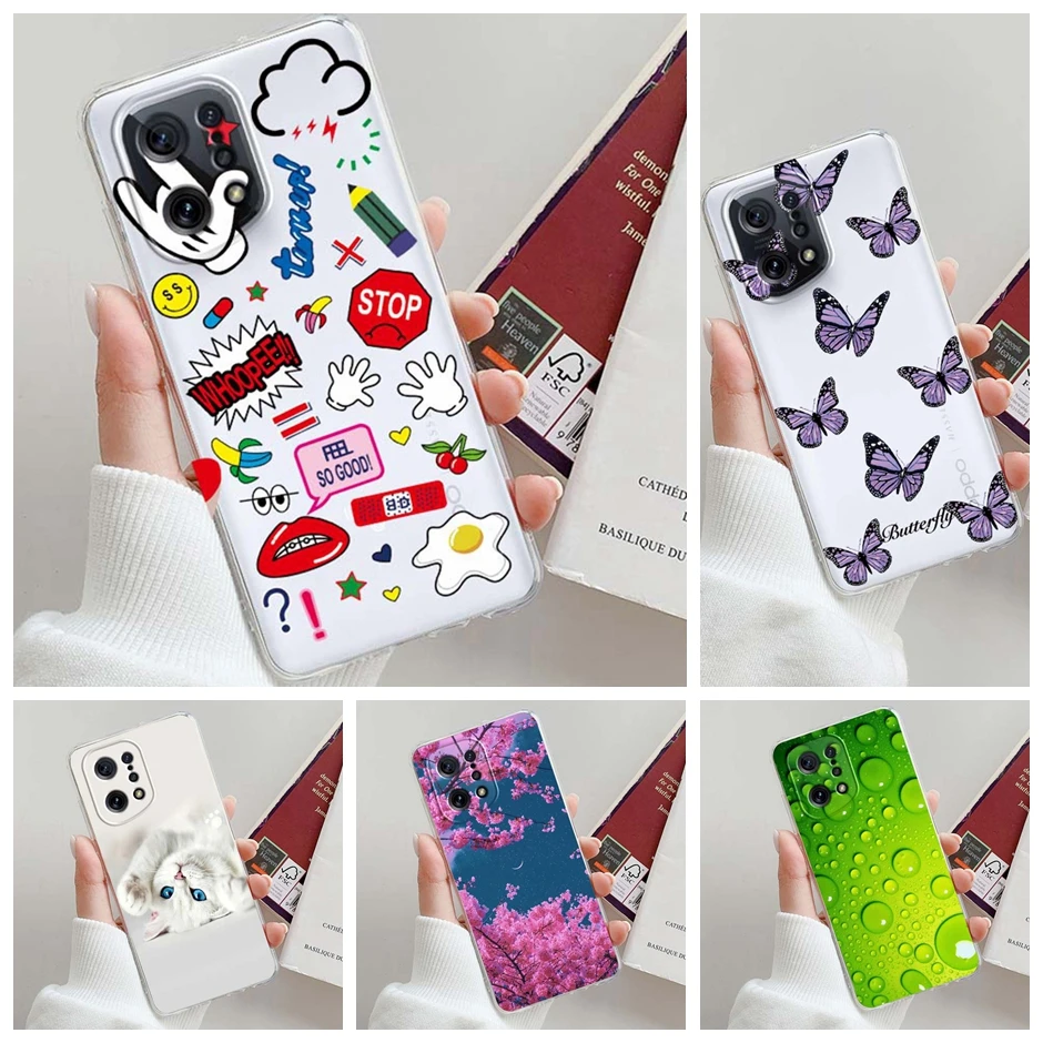 Per Oppo Find X5 Case Trova X5 Pro Custodie Trasparenti In Silicone Verniciato Per Oppo Find X5 X5Pro Cover Antiurto Coque Trasparente