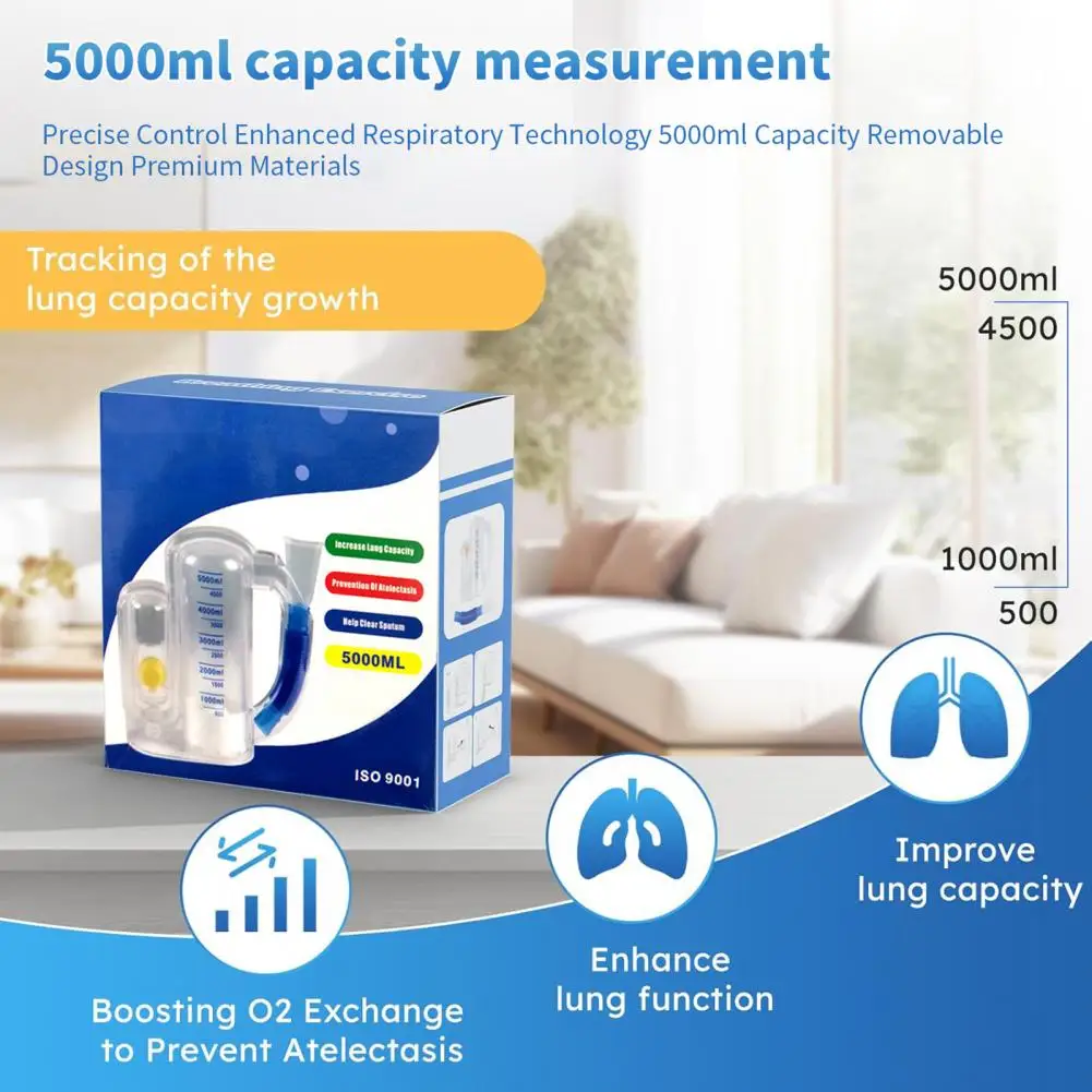 5000ML Vital Capacity Breathing Trainer Incentive Spirometer Elderly Kids Lung Breathing Exerciser Rehabilitation Trainer breathing exerciser breathing trainer