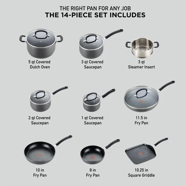 T-Fal Non-Stick Pots and Pans Set (Set of 17) – AndresCooking