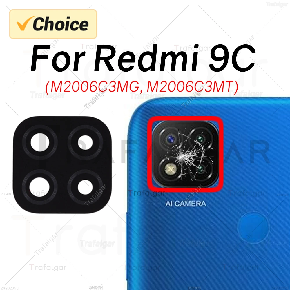 Phone Camera Lens Rear Back Camera Glass Lens For Xiaomi Redmi 9C M2006C3MG M2006C3MT Replacement With Adhesive Sticker