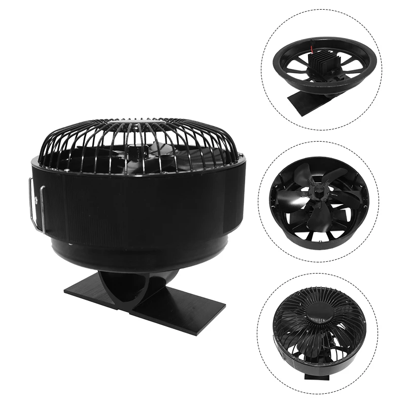 5 Blade Heat Powered Stove Fan Black Fireplace Fan Wood Burner Eco Friendly Quiet Home Fireplace Efficient Heat Distribution