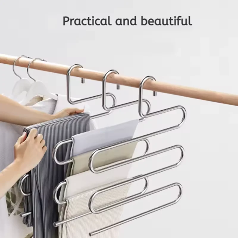 5 Layers Multi-functional Clothes Hangers Non-slip Pant Storage Rack