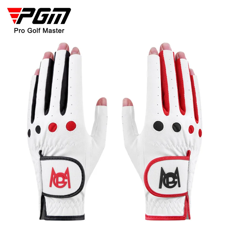 

PGM Golf Gloves Women PU Leather Golf Cycling Sport Gloves Fingerless Breathable Golf Wear Accessories for Ladies Gloves