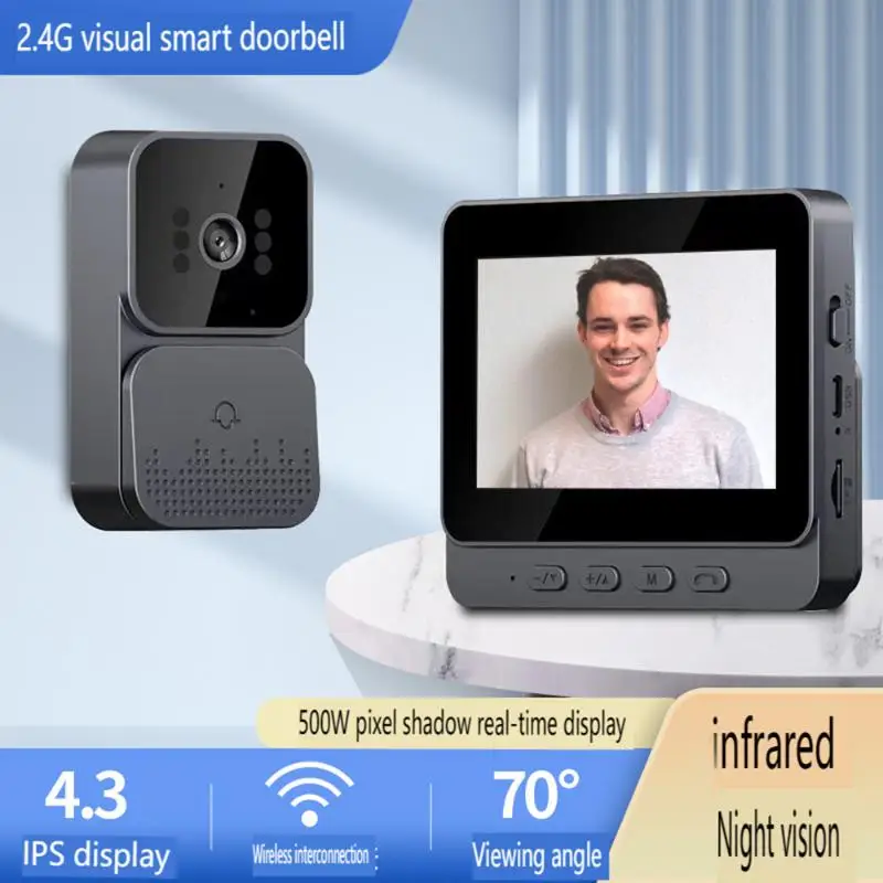 무선 비디오 인터콤 도어벨 카메라 번들, 야간 투시 기능이 있는 스마트 보안, 2.4G WiFi HD 모션 감지, 클라우드 저장 기능 탑재