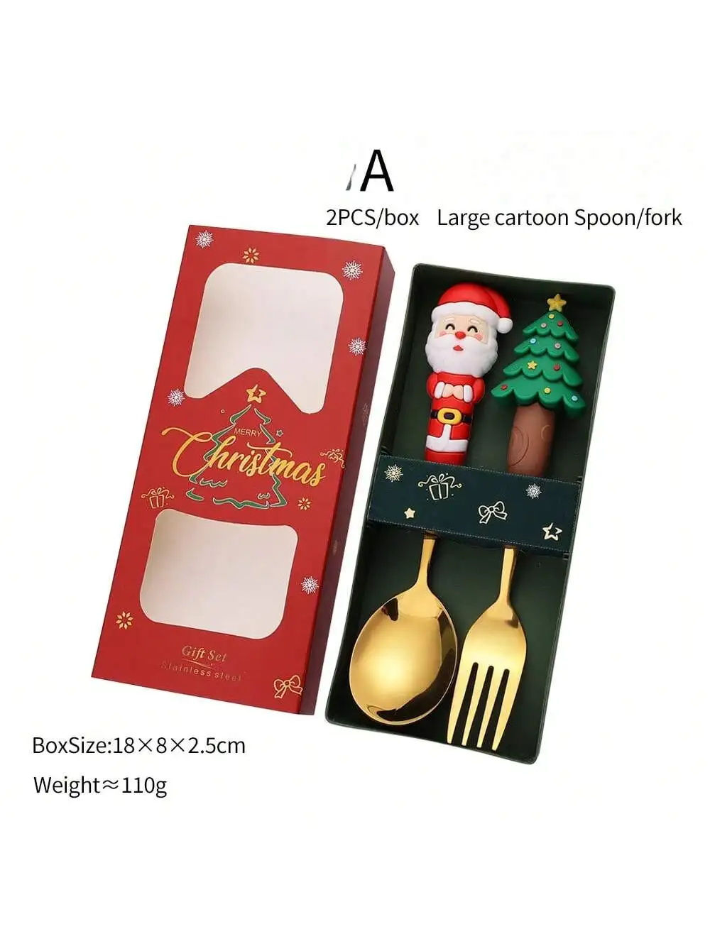 Christmas Spoon & Fork Set – Stainless Steel Tableware for Holiday Gifts S9077c45f44ce41d6b120e8517b1a1f46t