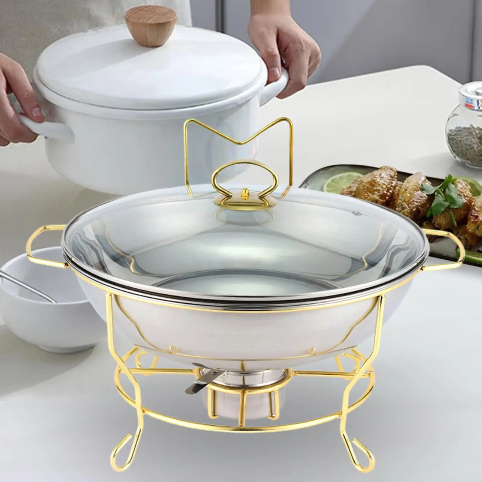 Round et Chafer Chafing Dish et Set Rectangular Basin for Catering Parties