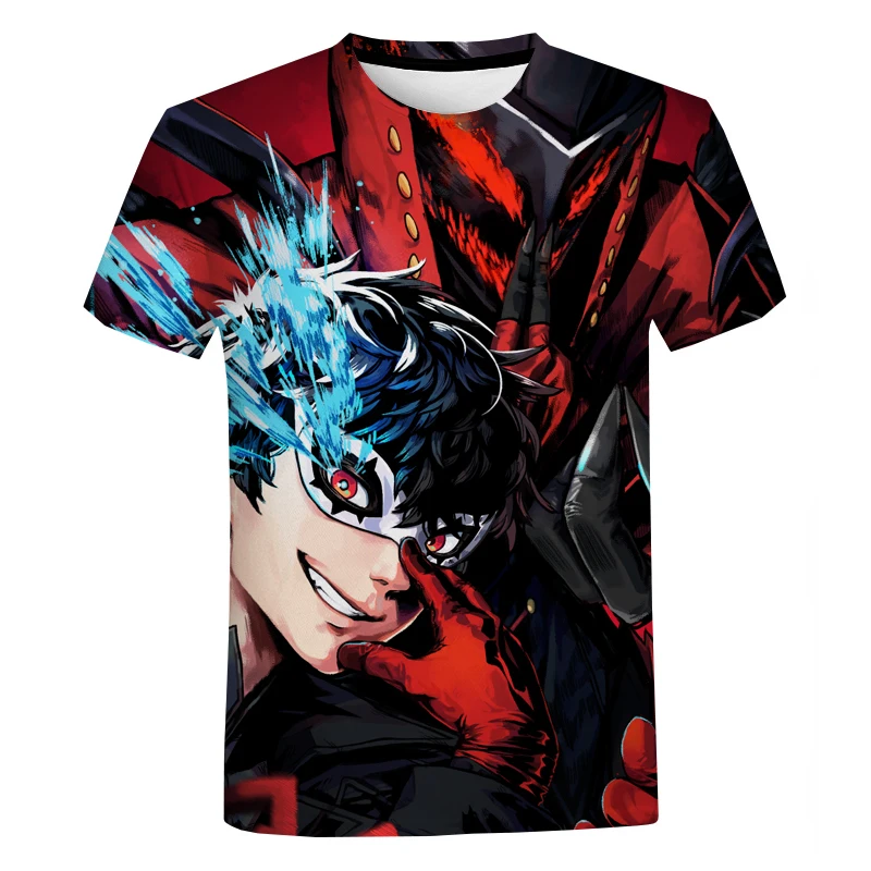 

Anime Game Persona 5 Short Sleeves T-shirt for Men Summer Casual Oversized T Shirt Fashion Harajuku Street Round Neck Tops Tees