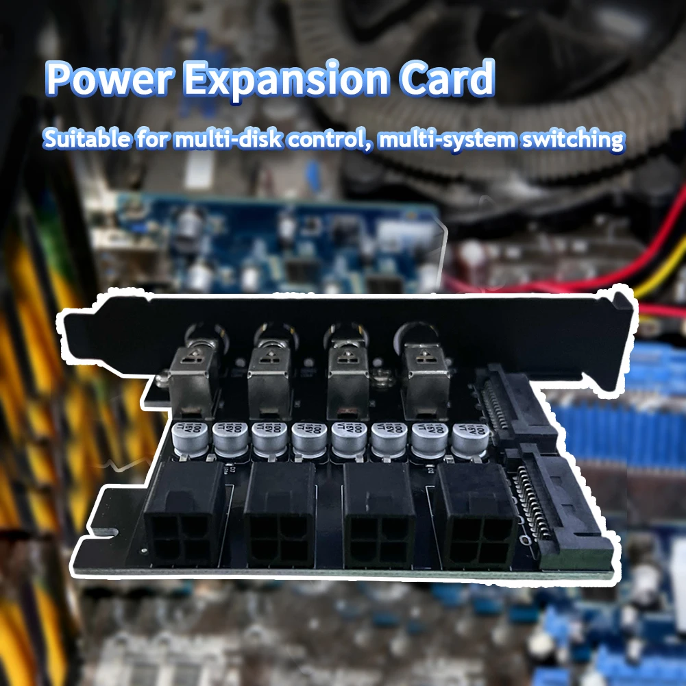 Power Expansion Card Dual Channel Hard Drive PCI Expansion Card 4 Bit Free PCI Bit Expansion with SATA Cable Power Control SSD