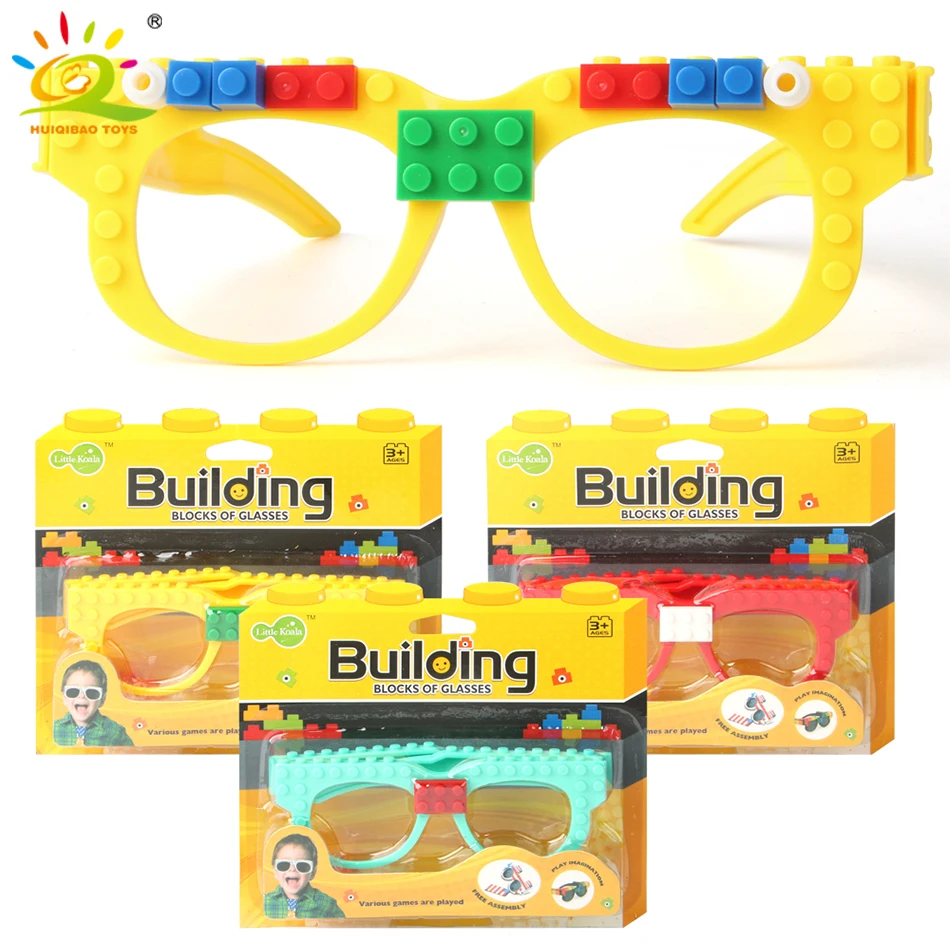 

HUIQIBAO Building Blocks Glasses Baseplate Frame ninja Friends Police City DIY Toys Glasses Bricks Kid Christmas Gift Party