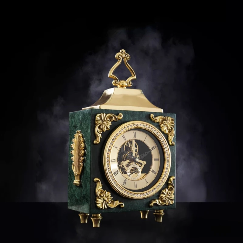 

Мраморные Старомодные Часы в европейском стиле ретро украшение для гостиной дисплей для дома Настольный креативный стол