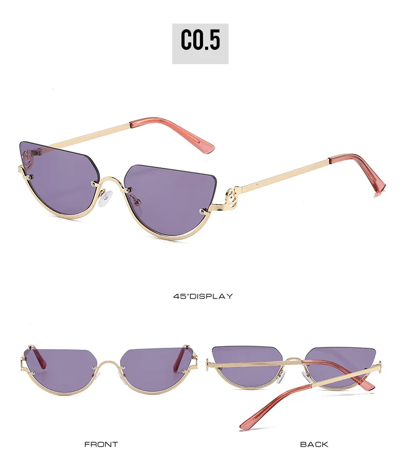 Luxus Marke Cat Eye frauen Sonnenbrille Neue Retro Metall Halb Rahmen Vintage Sonnenbrille Weibliche Damen Sexy Cateye Brillen – Detail 15