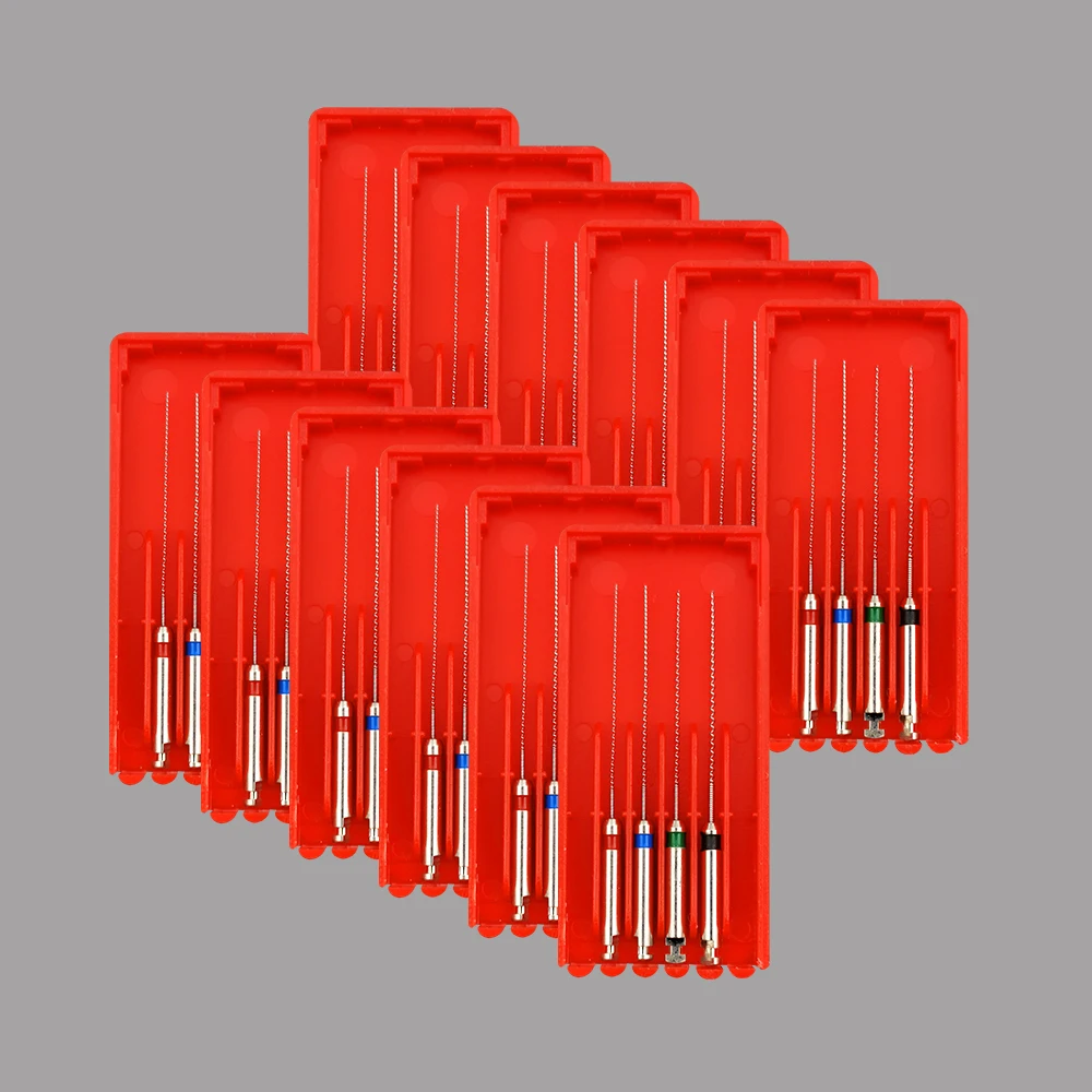 12er-Pack Zahnputzmittelbehälter Rot 1 # 1-4 # 2 # Zahnärztliche Spiral-Lentulo-Füllpaste aus Edelstahl für Wurzelkanäle