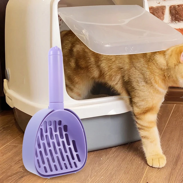1Set Cat Litter Scoop with Holder Large Capacity Shovel Smooth Surface Easy Filter Portable Pet Litter Cleaning Accessory 4
