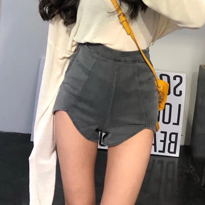2024 Women Spring and Summer New Fashion Retro Korean High Waist Sexy Slim Stretch Denim Shorts Female Zipper Denim Shorts