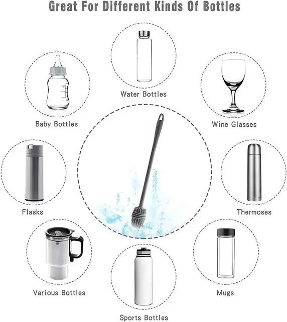 Spazzola Per Bottiglie In Silicone - Manico Lungo Per Pulizia Profonda, 18x3 Cm - Foto 11