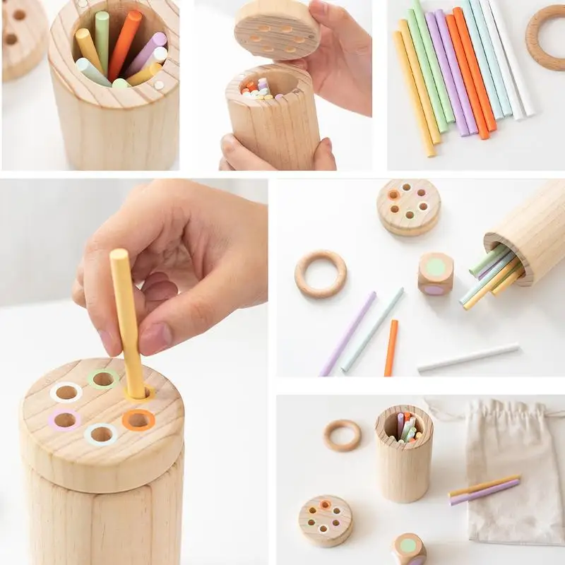 

3 in 1 wooden sorting activity game Color Sorting Toys for Toddler Montessori Stick Games Sensory Educational Fine Motor Toys