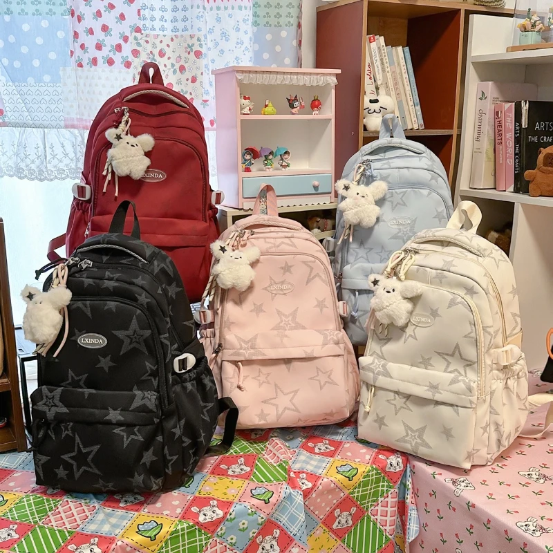 Large Capacity Star School Bag for Girls College Fashion School Backpack Trendy Aesthetic Student Laptop Bag Mochilas Escolares 6