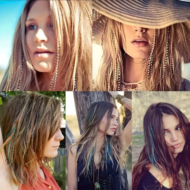Clip-in Stripe Printed Synthetic Hair Colorful Long Straight Hair Pieces clip in Extensions for Daily or Christmas wear