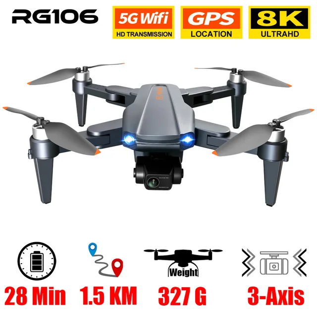 RG106 GPS Drone 8K HD Camera 3-Axis Gimbal Anti-Shake Aerial Photography Brushless Motor Aircraft Folding 4K Quadcopter Toys 1