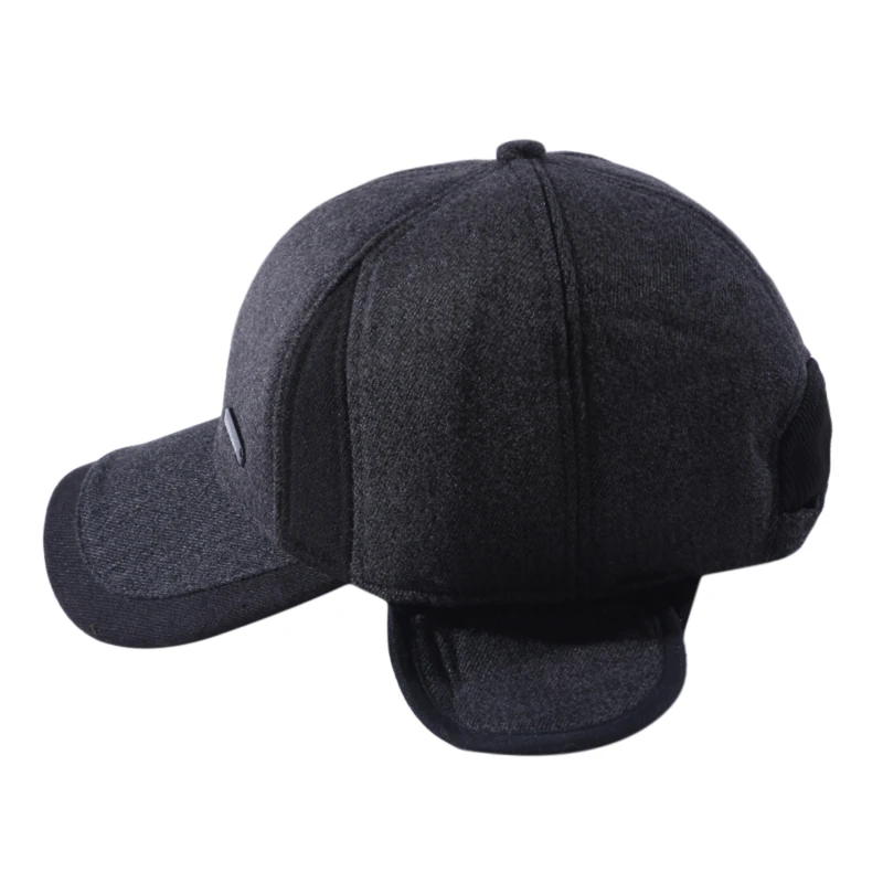 thermal aviator bomber hat 1pc Warm Mens Winter Wool Baseball Cap Ear Flaps Brand Snapback Hats Thicken Warm Fitted Cap Gorra Hombre Trucker Cap bomber trapper hat