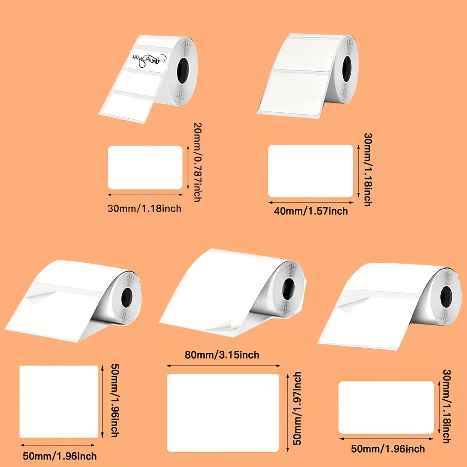 5Rolls M110/M200/M220/M221 Multifunctional Self-Adhesive Labels, 40x30mm(1.57 "x1.18") Thermal Label Paper, for Mini Label Maker