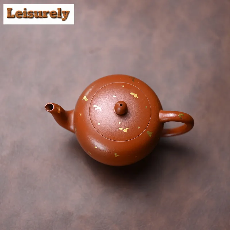 210ml Yixing Purple Clay Teapots Handmade Sprinkle Gold Beauty Shoulder Pot Raw Ore Dahongpao Mud Kettle With Strainer Zisha Tea