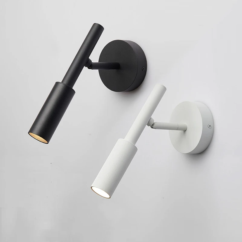 Minimalist LED Wall Lamp Reading Light For Bedroom Hotel Night Book Lamp Adjustable Rotaion Wall Light 3W Led Spotlight Black