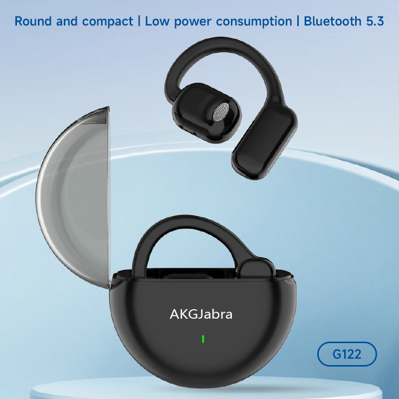 AKGJabra Wireless Earphones TWS Bluetooth 5.3 Bone Conduction Headphones Noise Reduction Headset 3D Stereo Sound Earclip Earbuds