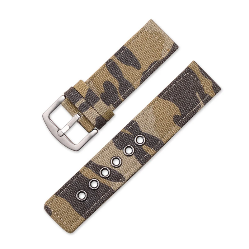 Black Camouflage Canvas Nylon Watch Strap Bracelet
