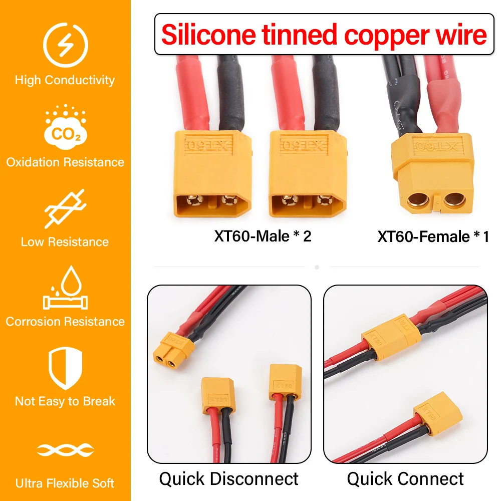 Câble XT60/XT30 1F-2M 50cm 16AWG pour Drone Batterie