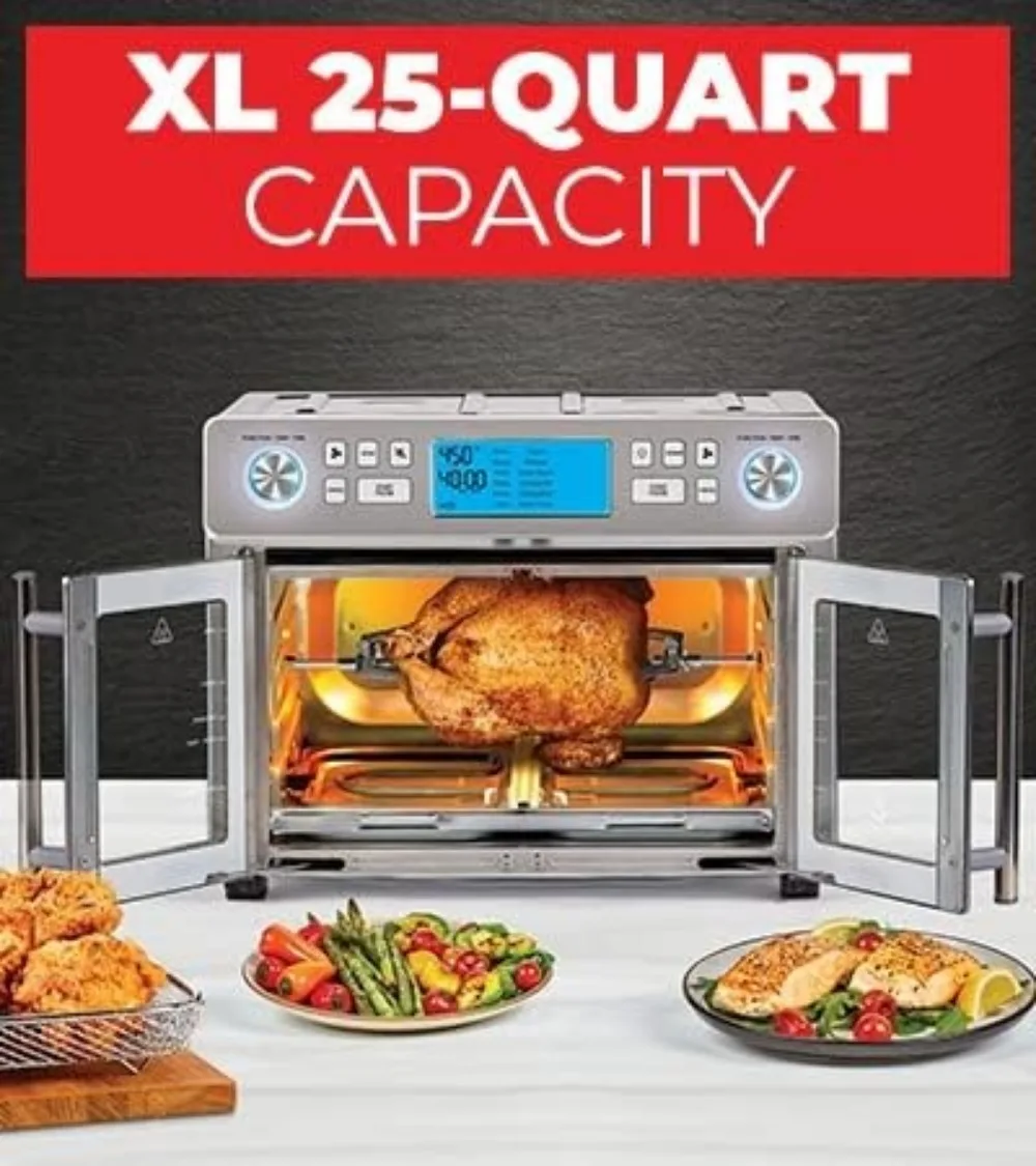 Emeril Lagasse Dual Zone 360 Air Fryer Oven Combo with French Door, 25 QT Extra Large Cook Two Foods in Different Ways 6