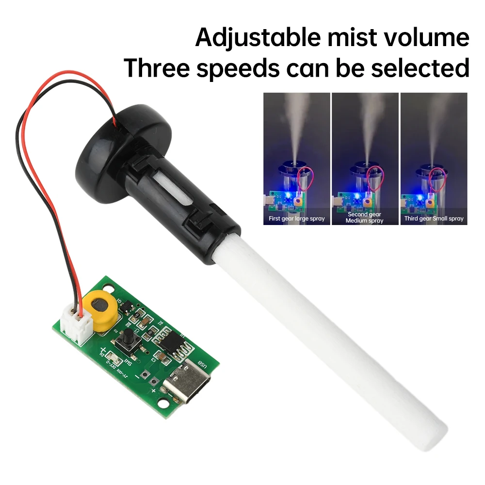 Type C 3 Levels Adjustable Fog Volume Single Spray Humidifier Module Mist Maker and Driver Circuit Board Fogger Atomization Film