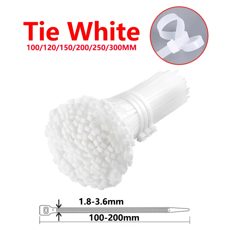 Self-locking Plastic Nylon Tie 3*100 3*150 4*200 Cable Tie Fastening Ring Zip Wraps Strap Nylon Cable Set 250/1000PCS