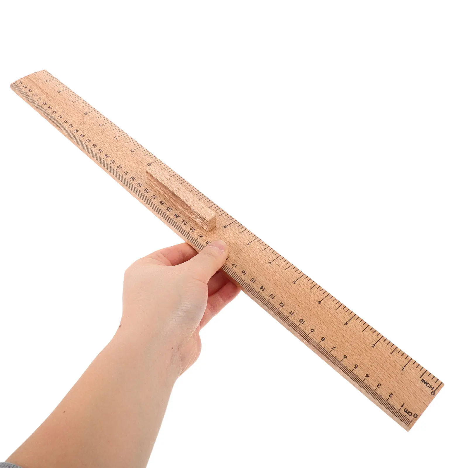 2pcs 나무 측정자, 직선자 및 삼각자, 교육용 직각자, 나무 측정 도구, 바느질 공예용