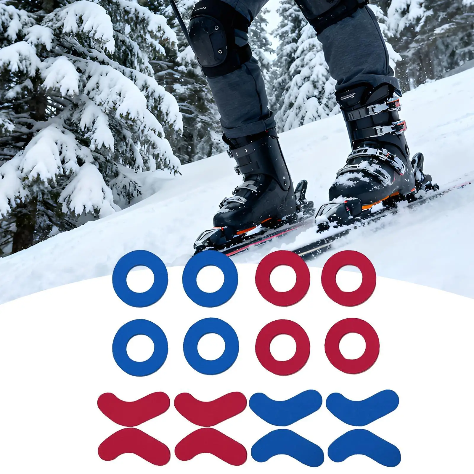 16pcs Ski Snowboard Boot Pads Shock Absorption Heel & Ankle Padding Reduce Friction Blisters & Heel Lift Boot Fitting Aid Gear