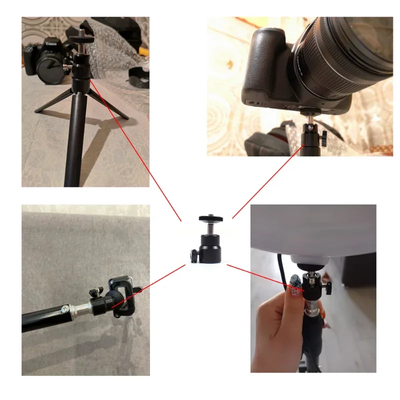 Mini Tripod Ball Head,360 Degree Rotation Tilt Head,with 1/4'' Screw, for Monopod Selfie Stick DSLR Action Camera Mobile Phones