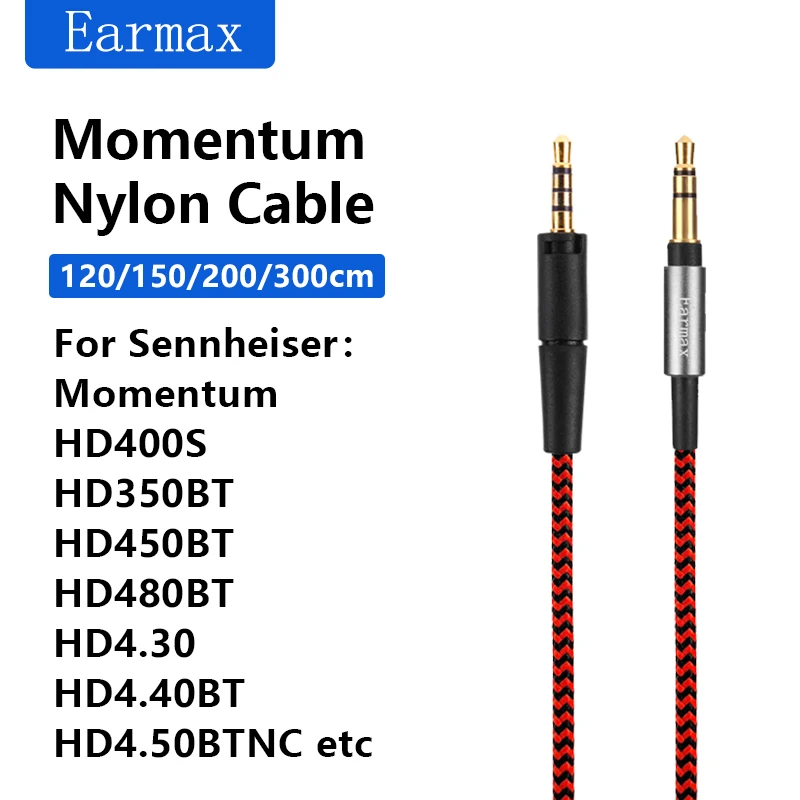For Sennheiser MOMENTUM HD4.30 HD400S HD458 HD458BT HD450BT HD350BT HD4.40BT Nylon Braided Upgrade Cable