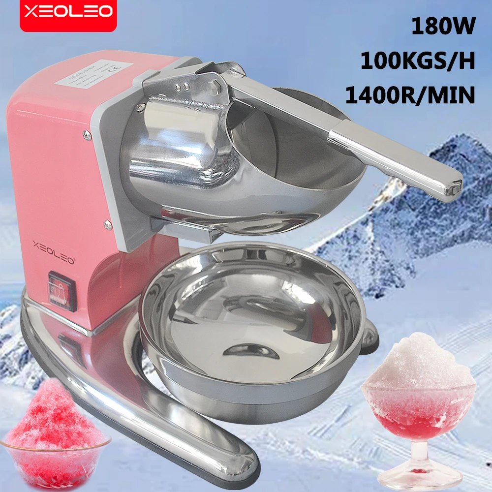 XEOLEO Commercial Ice Crusher 100kgs/H Ice Smoothie Maker Shave Ice Machine Electric Snow Cone Machine 110V/220V