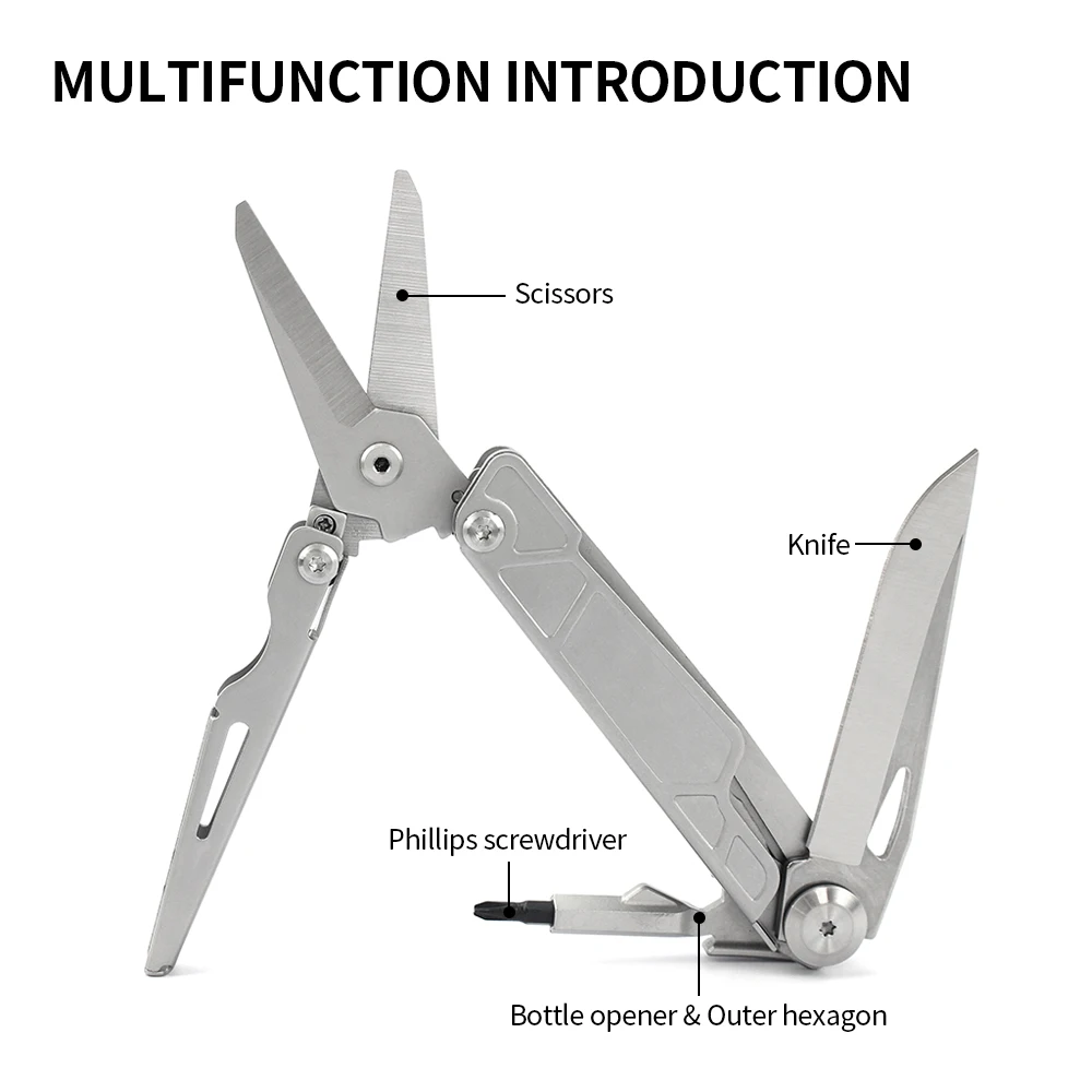 Multifunctional Pocket Folding Knife Scissors Screwdriver Stainless Steel Outdoor Camping Fishing Scissors Knives EDC Multi Tool 2