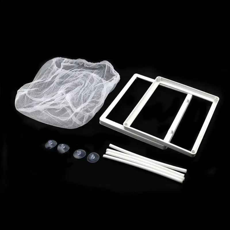 Aquarium Breeder Box Mesh Box Fish Breeding Tanks Fry Hatchery Juvenile Separation Net with Suction Cups for Guppy