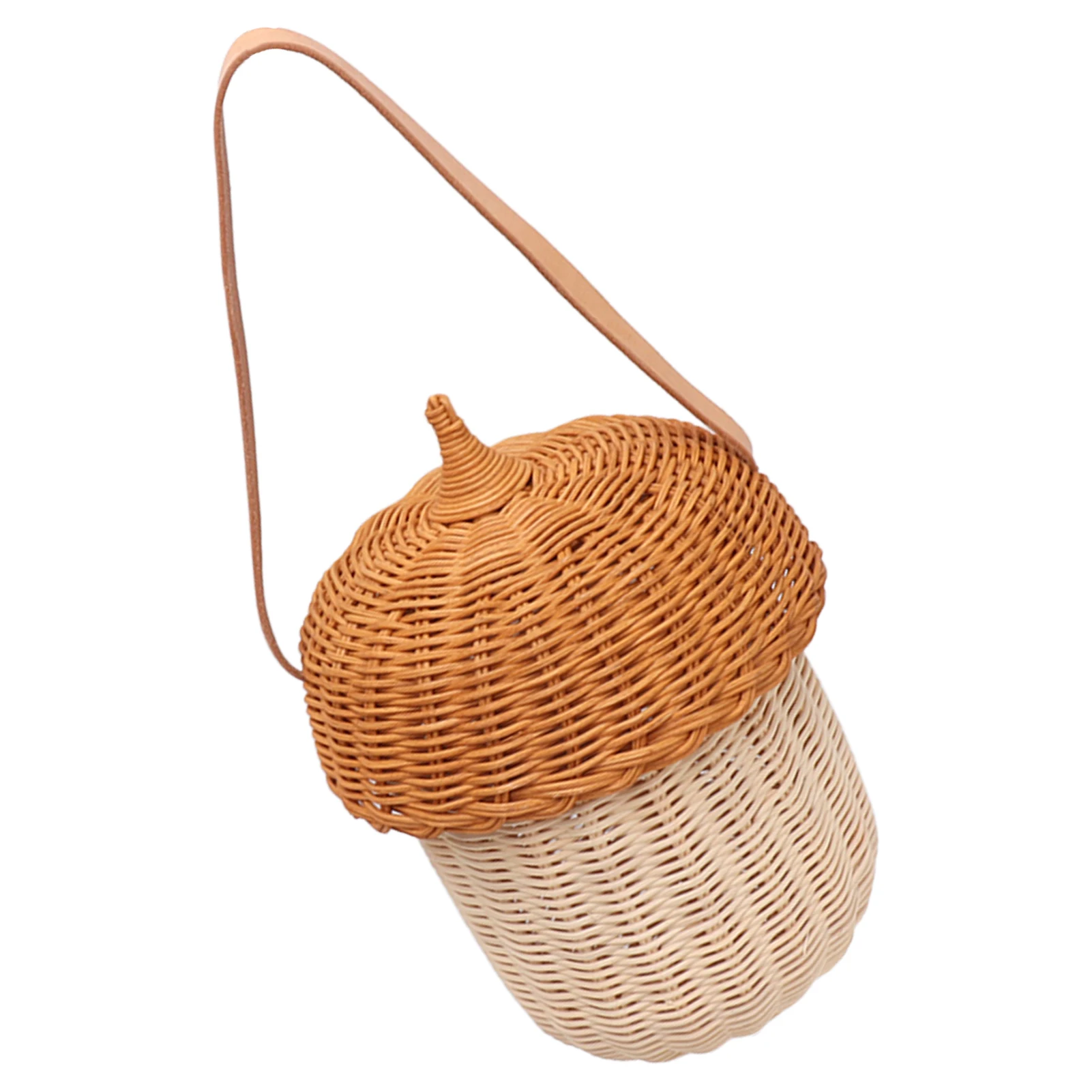 Acorn Shaped Basket Kids Rattan Storage Basket Hand Woven Decorative Acorn Shaped Basket Bag for Boys Girls Photography Props 2