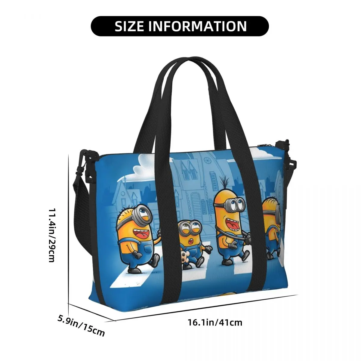 Custom M-Minions Road Beach Tote Bag for Women M-Minions Cartoon Big Compartment Gym Beach Travel Bags 4