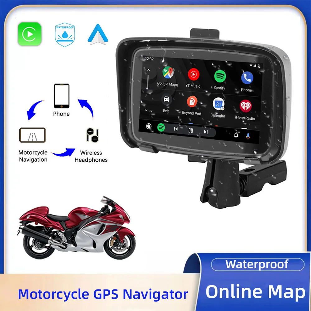 

Moto rcycle Carplay ipx экран 5 дюймов Водонепроницаемый GPS Moto Carplay навигатор монитор Навигация для moto rcycle с Android авто
