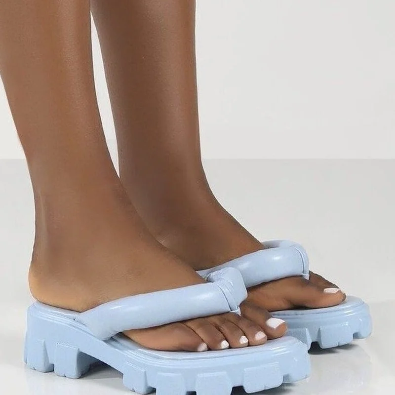 TSTCTB 2022 Women's Luxury Round Head Platform Mid-toe Flip Flops Women's Large Size Slippers Outdoor Women's Casual Slippers