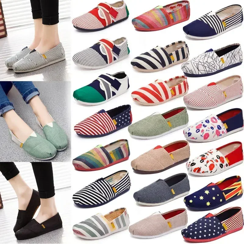 Spring Summer Women Casual Flats Lazy's Espadrilles Canvas Shallow Loafers Comfortable Breathable Light Unisex Couple Shoes