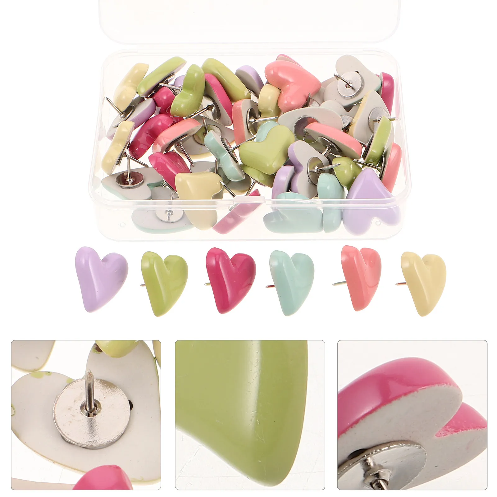 58Pcs 하트 헤더핀 코르크 보드 사진 핀닝 지도 DIY 공예 사무실 홈 장식을..