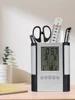Perpetual Calendar Pen Holder Anti Slip Base Date Time Display Temperature Detection Desktop Storage Decorative Clock Pen Holder 5